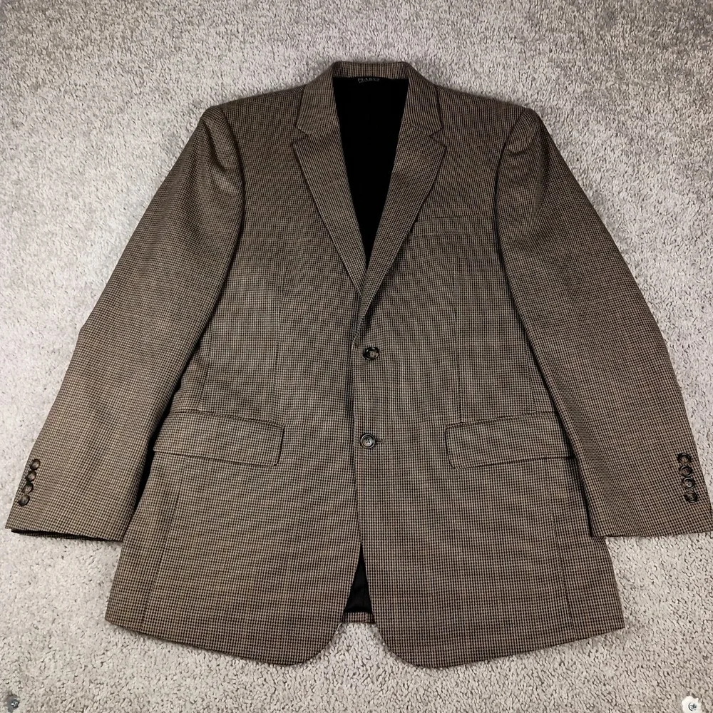 Jos. A. Bank‎ Traveler Tailored Fit 42L Wool Houndstooth Overcheck Mens Blazer